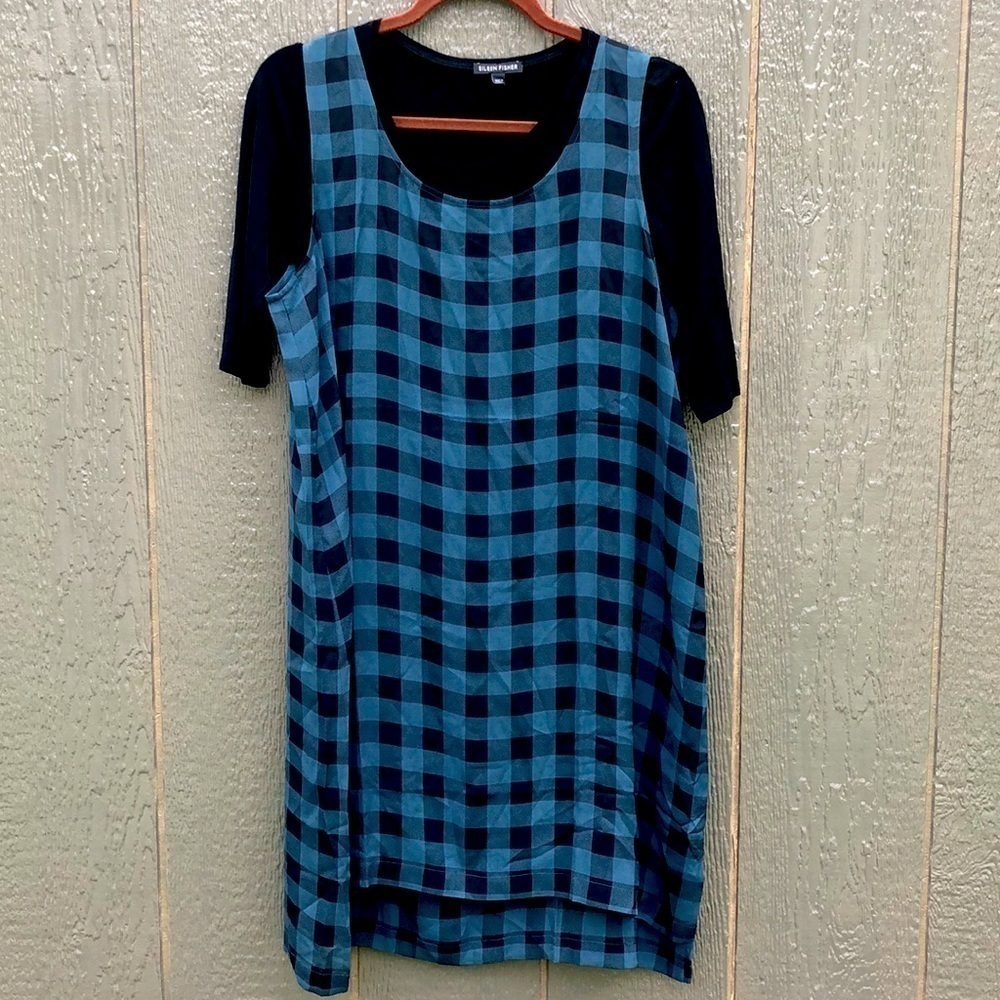 Eileen Fisher silk Buffalo print dress size small